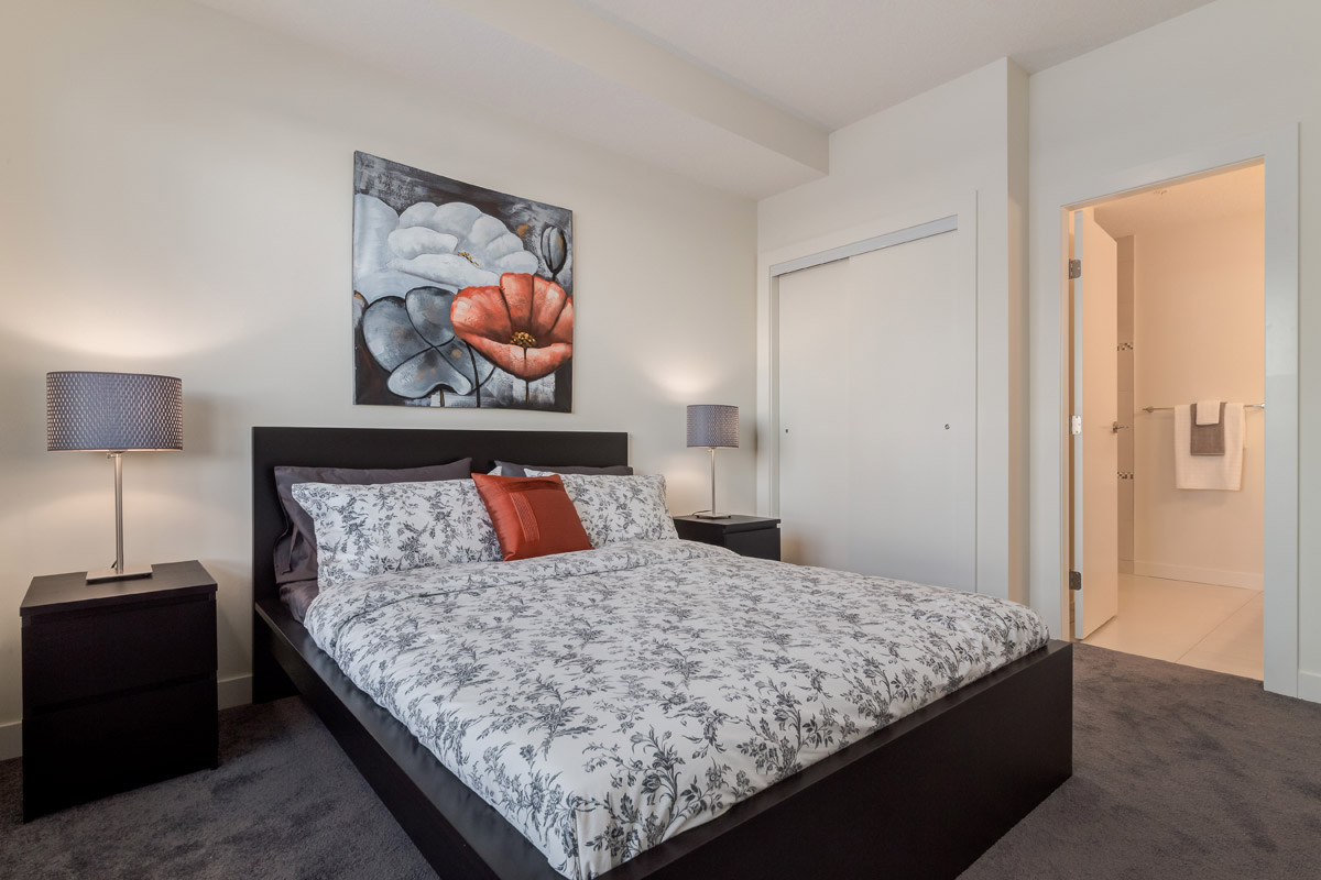 Photo of the Master Bedroom in MidCity Calgary Furnished Condos